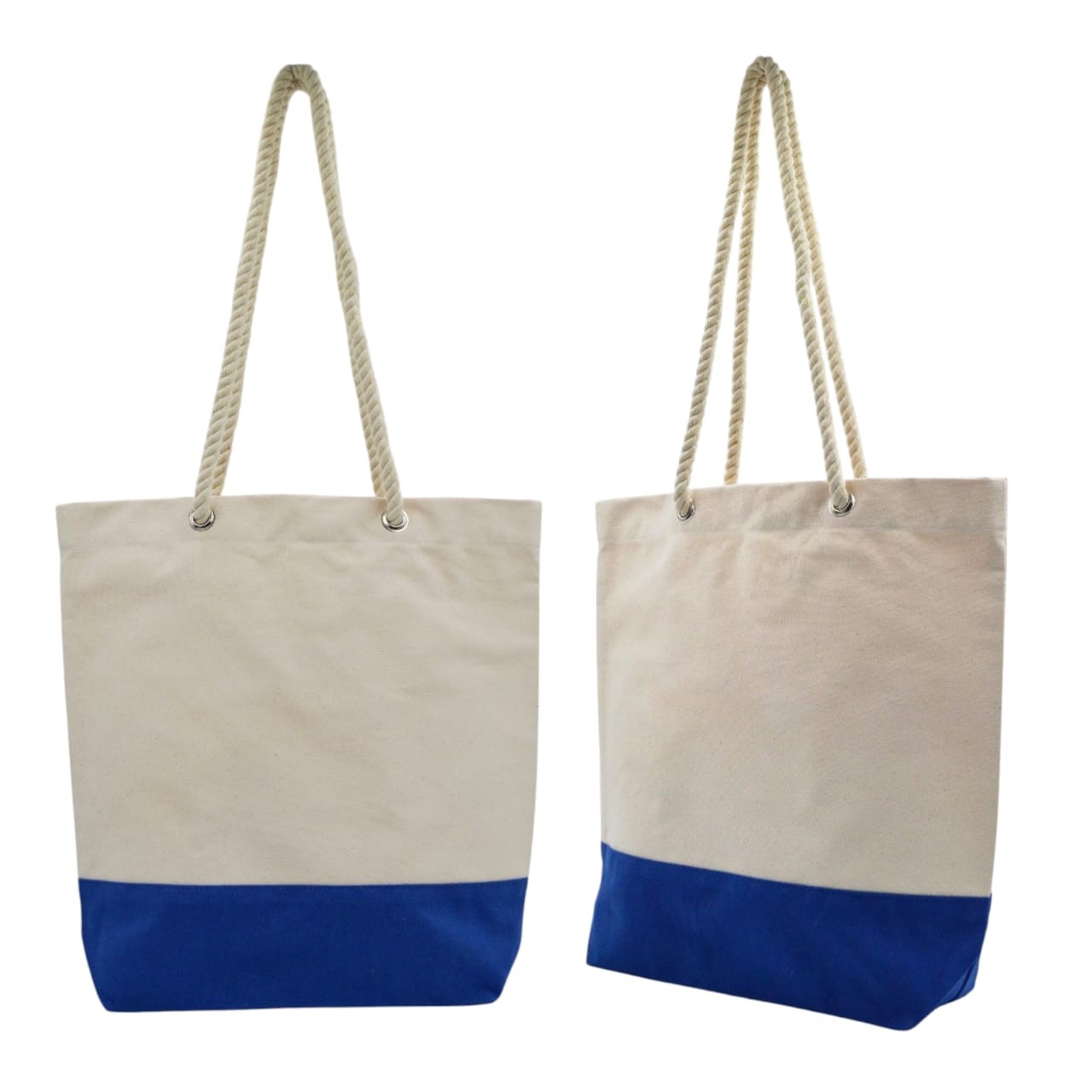 Baumwolltasche mit Seilgriffen natur/königsblau
