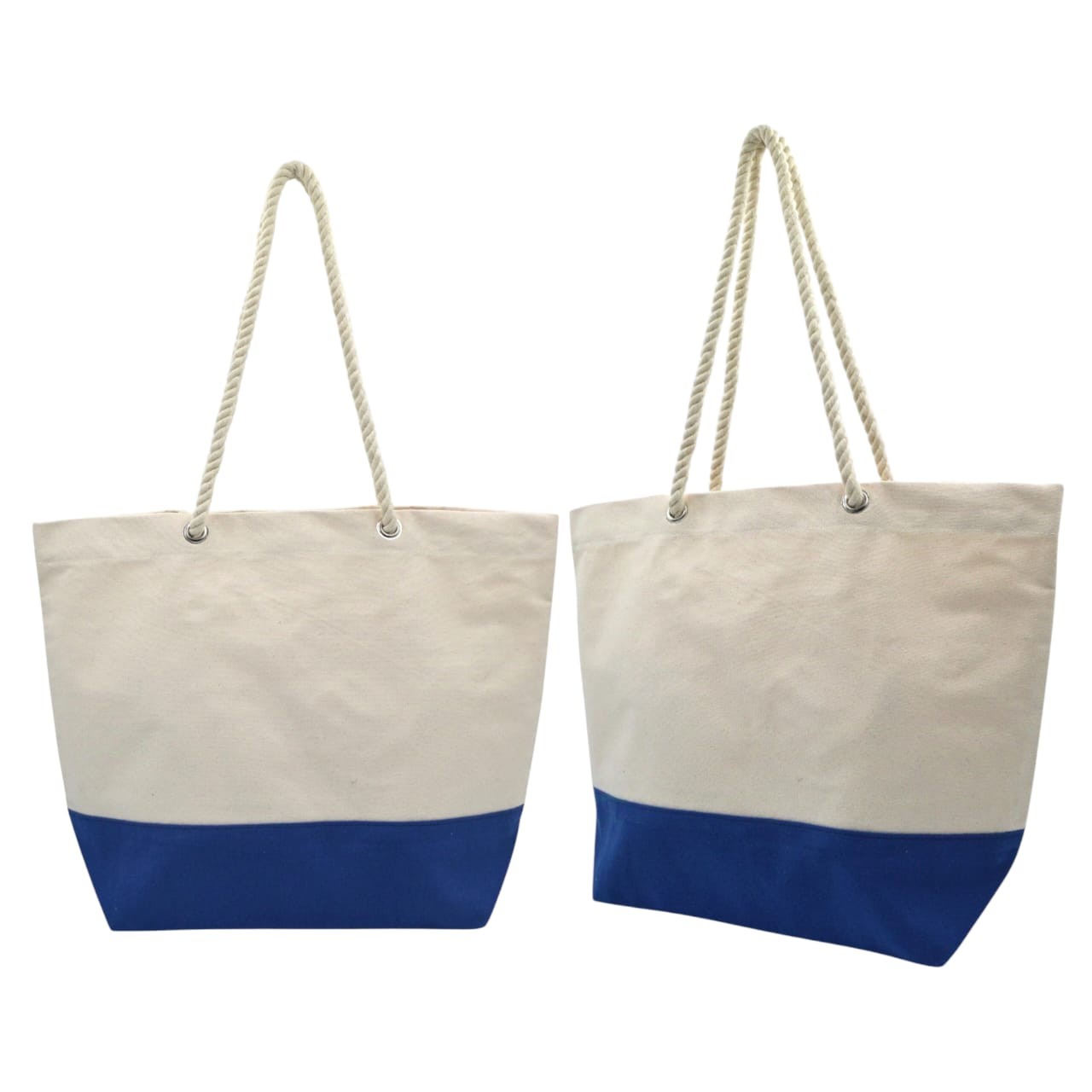 Baumwolltasche mit Seilgriffen natur/königsblau