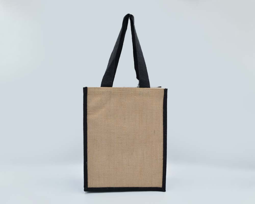 Jutetasche mit langen Henkeln natur/schwarz