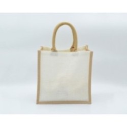 Jutetasche mit kurzen Henkeln creme