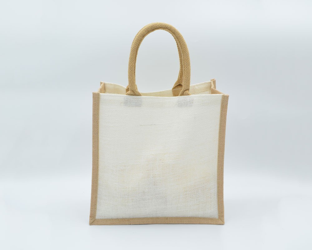 Jutetasche mit kurzen Henkeln creme
