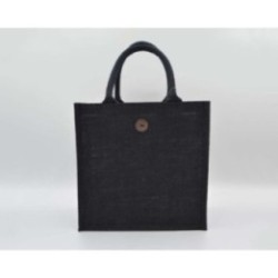 Jutetasche mit kurzen Henkeln schwarz