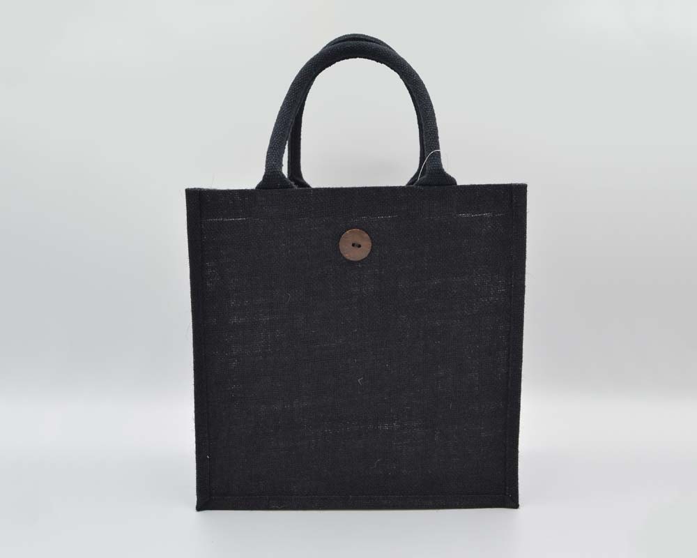 Jutetasche mit kurzen Henkeln schwarz