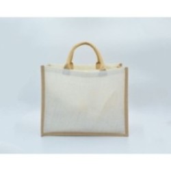 Jutetasche mit kurzen Henkeln creme