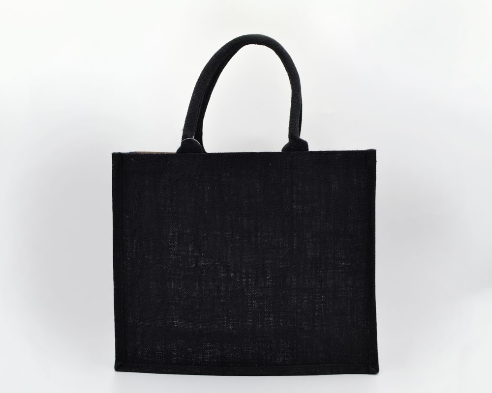 Jutetasche mit kurzen Henkeln schwarz