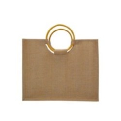 Jutetasche mit Rattan-Ringgriffen natur
