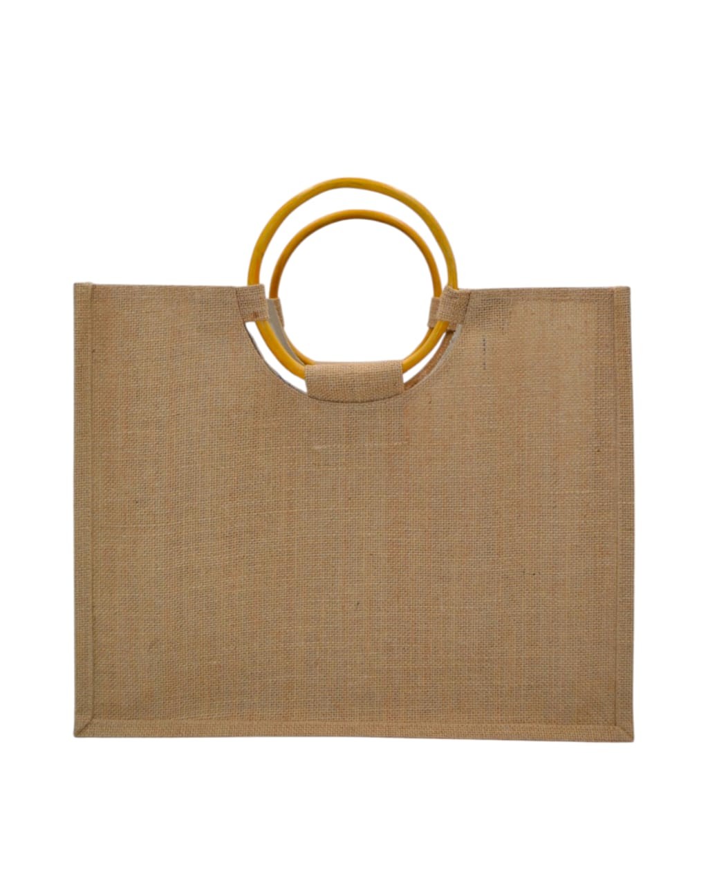 Jutetasche mit Rattan-Ringgriffen natur