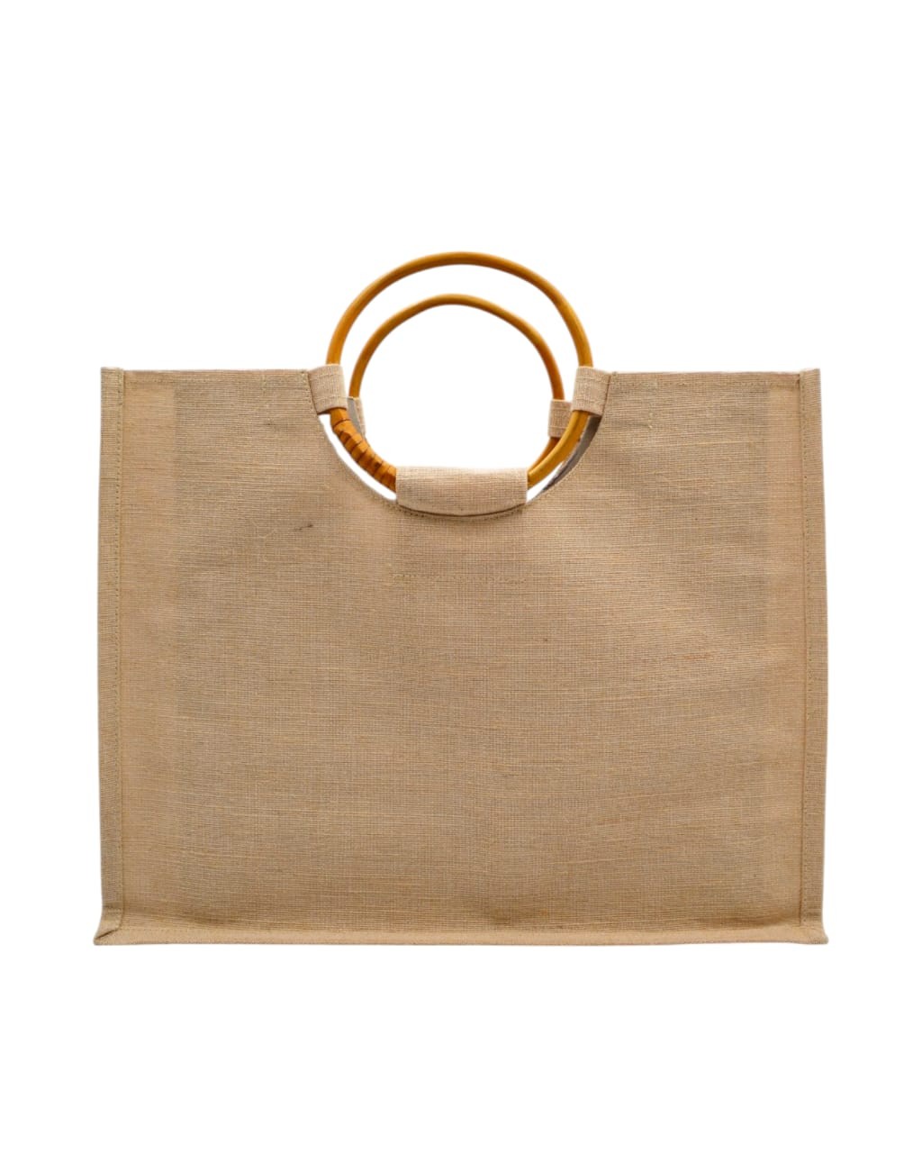 Juco-Tasche mit Rattan-Ringgriffen natur