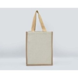 Jutetasche mit Canvas und langen Henkeln creme