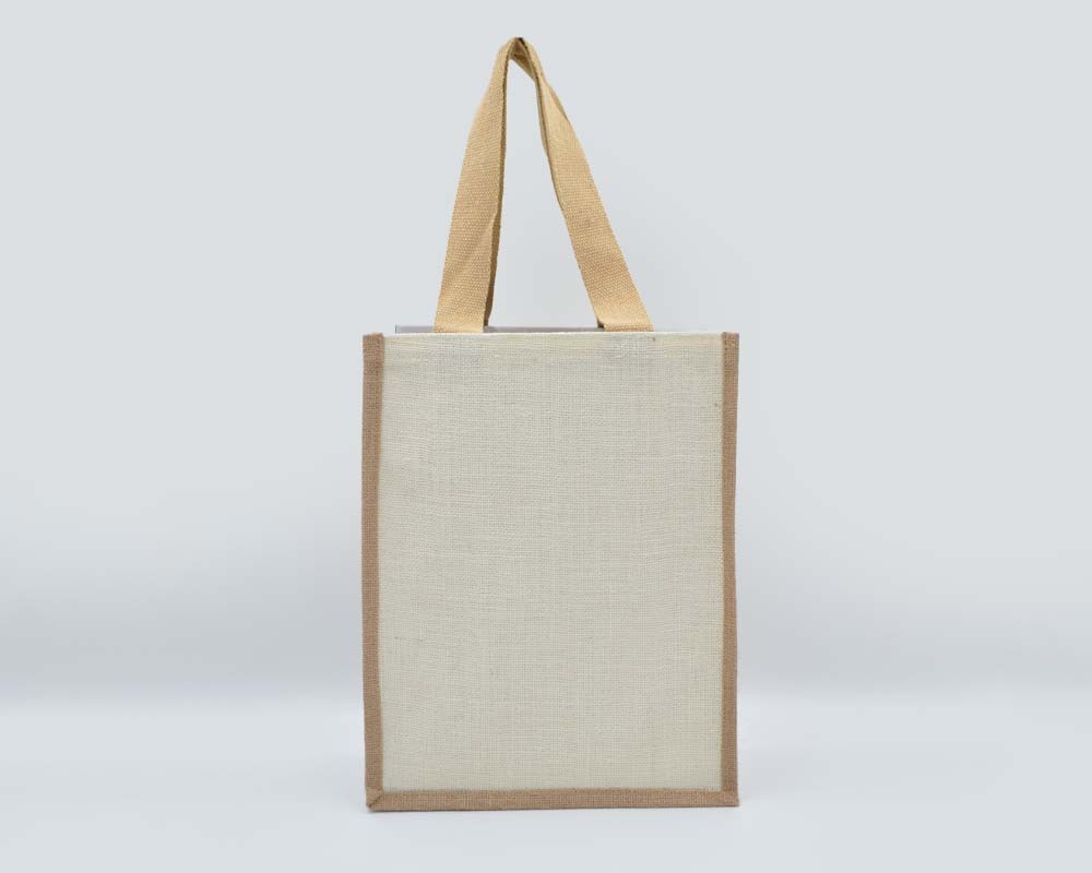 Jutetasche mit Canvas und langen Henkeln creme