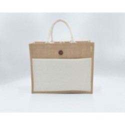 Jutetasche mit Canvas und kurzen Henkeln natur