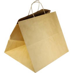 PS113G001 Papiertasche mit Papierkordel EKO PLUS braun glatt - PIZZABAG / SUSHI BAG
