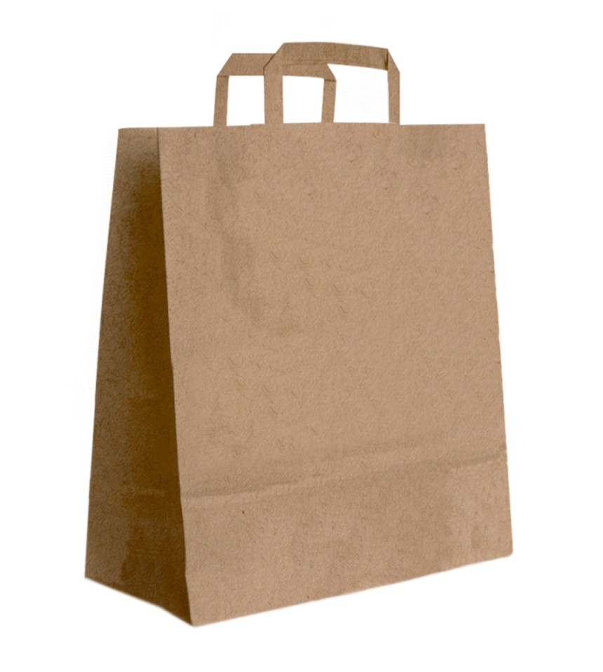 Papiertasche mit Flachhenkel braun
