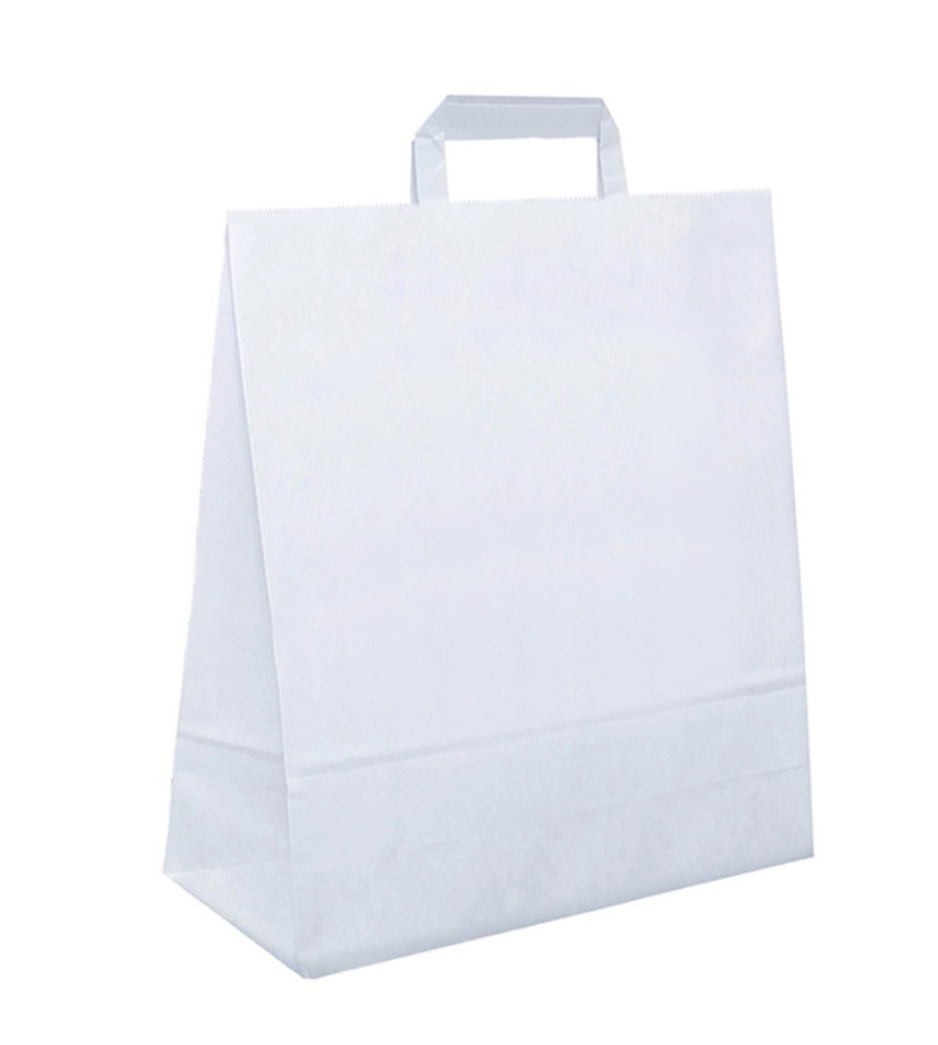Papiertasche mit Flachhenkel weiß