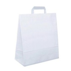 Papiertasche mit Flachhenkel weiß