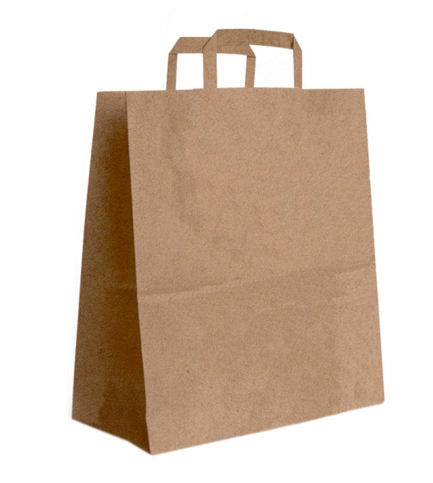 Papiertasche mit Flachhenkel braun