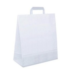 Papiertasche mit Flachhenkel weiß