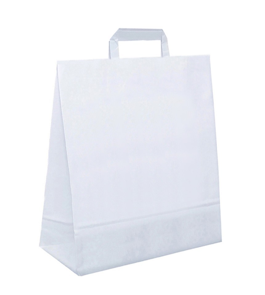 Papiertasche mit Flachhenkel weiß