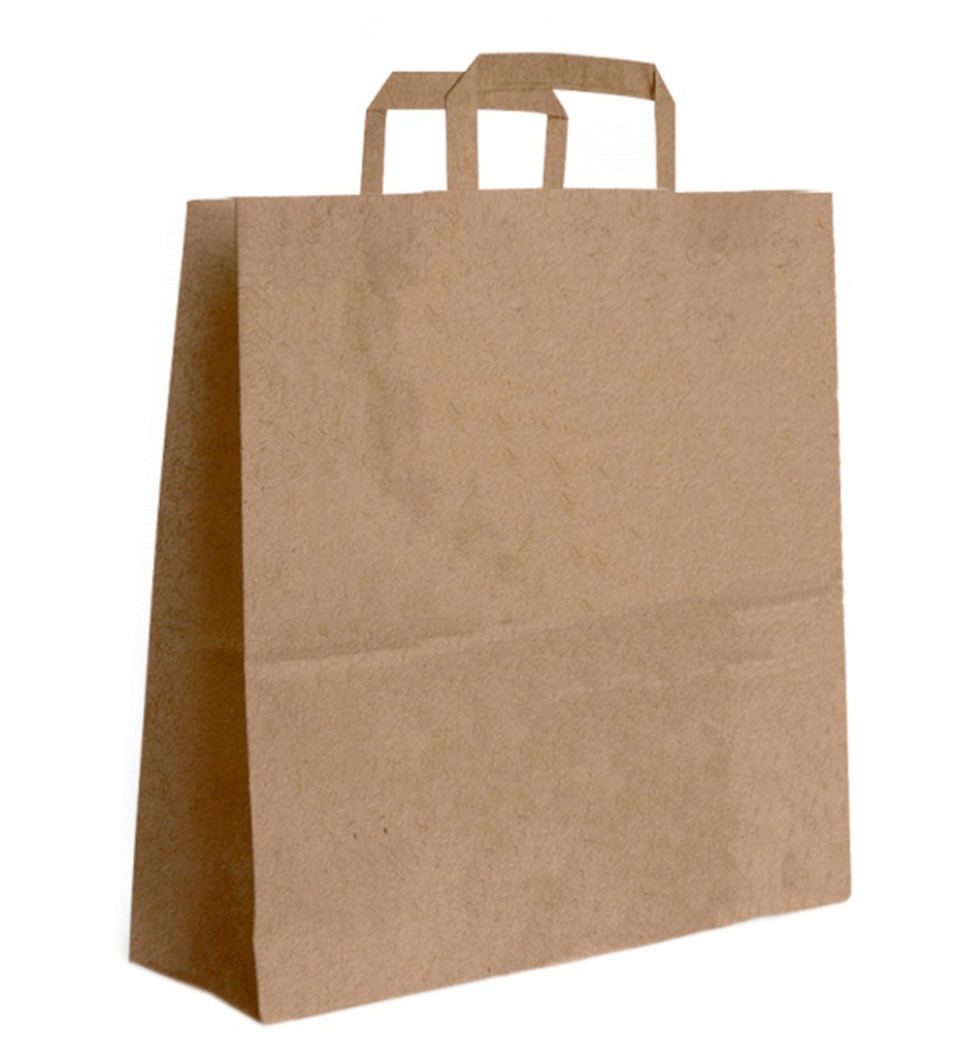 Papiertasche mit Flachhenkel braun