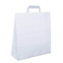 Papiertasche mit Flachhenkel weiß