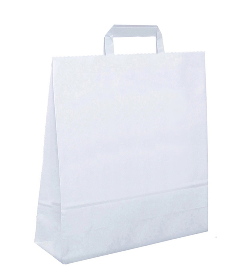 Papiertasche mit Flachhenkel weiß