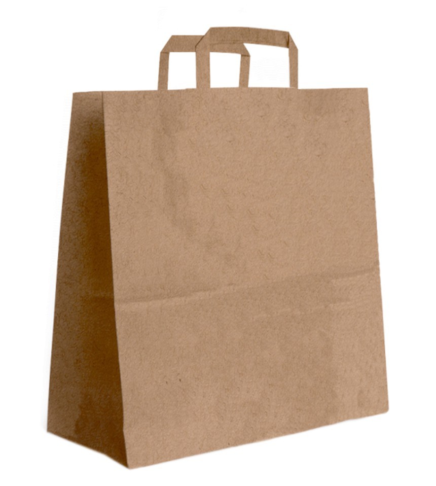Papiertasche mit Flachhenkel braun