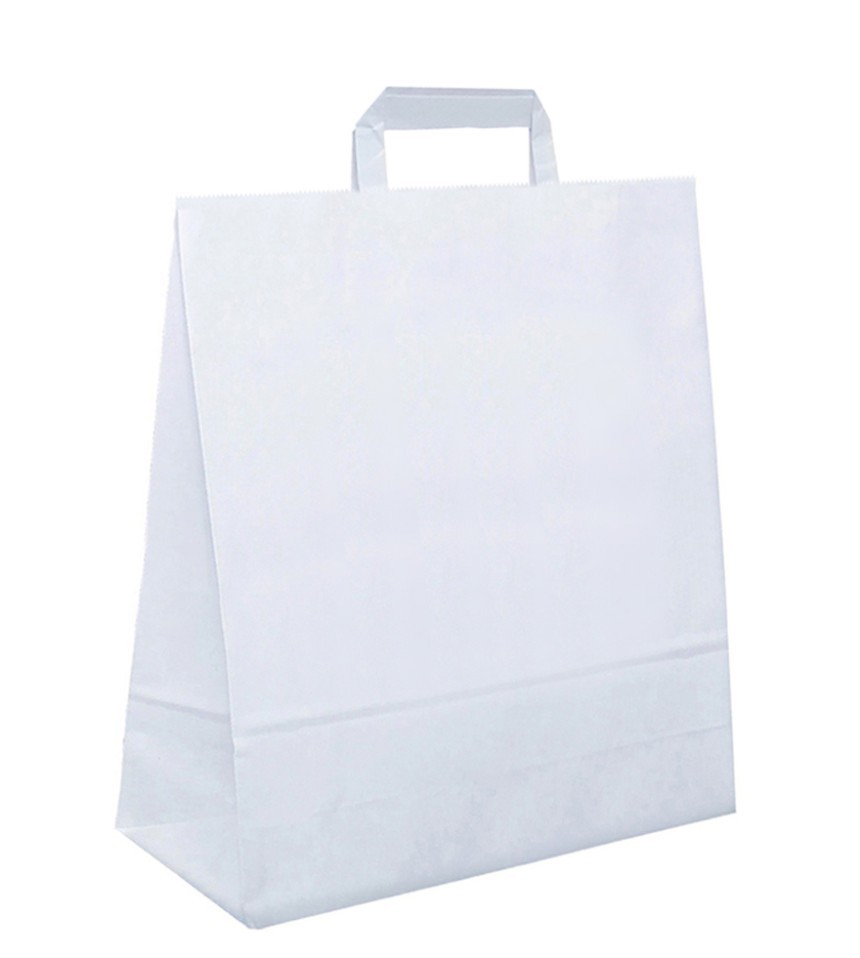 Papiertasche mit Flachhenkel weiß
