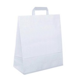 Papiertasche mit Flachhenkel weiß