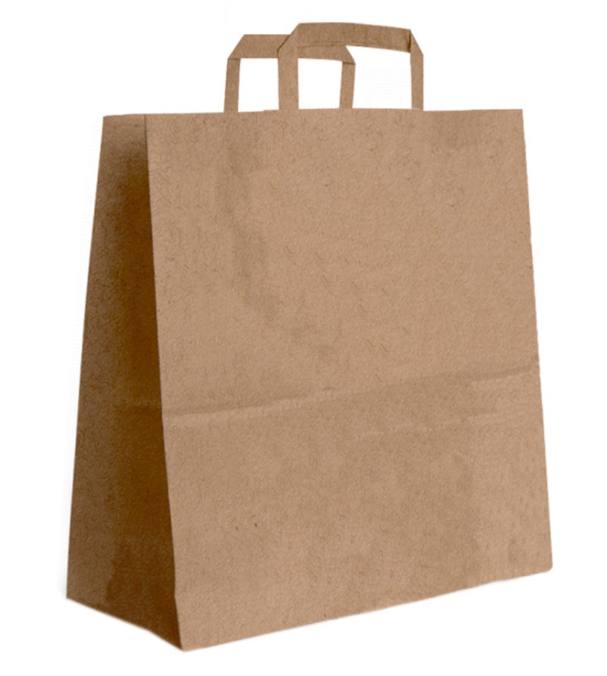 Papiertasche mit Flachhenkel braun