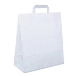 Papiertasche mit Flachhenkel weiß