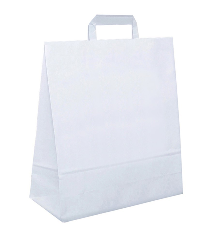 Papiertasche mit Flachhenkel weiß