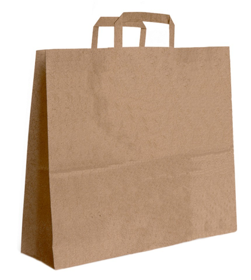 Papiertasche mit Flachhenkel braun