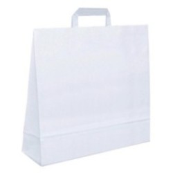 Papiertasche mit Flachhenkel weiß