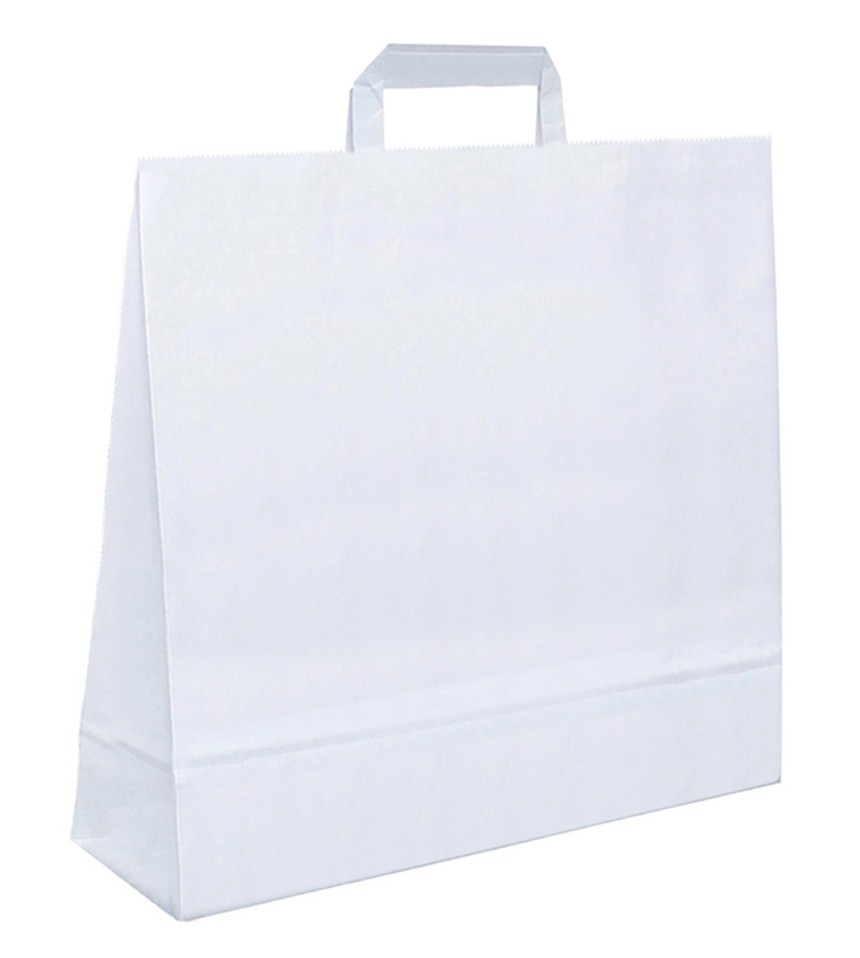 Papiertasche mit Flachhenkel weiß