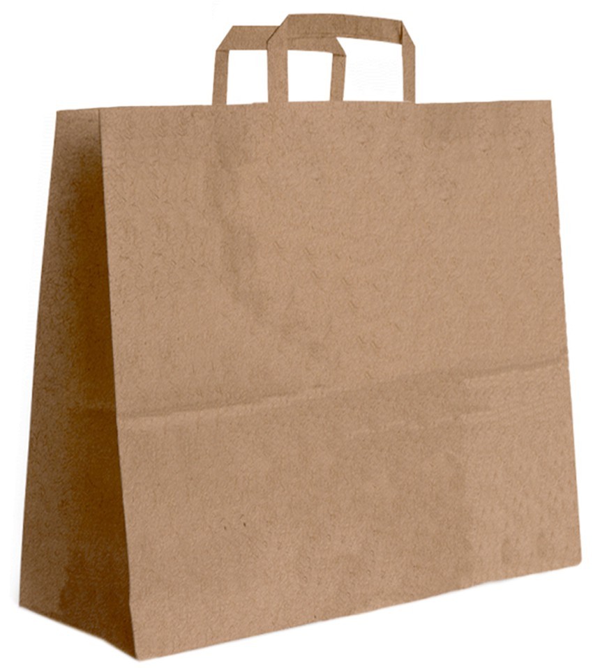 Papiertasche mit Flachhenkel braun