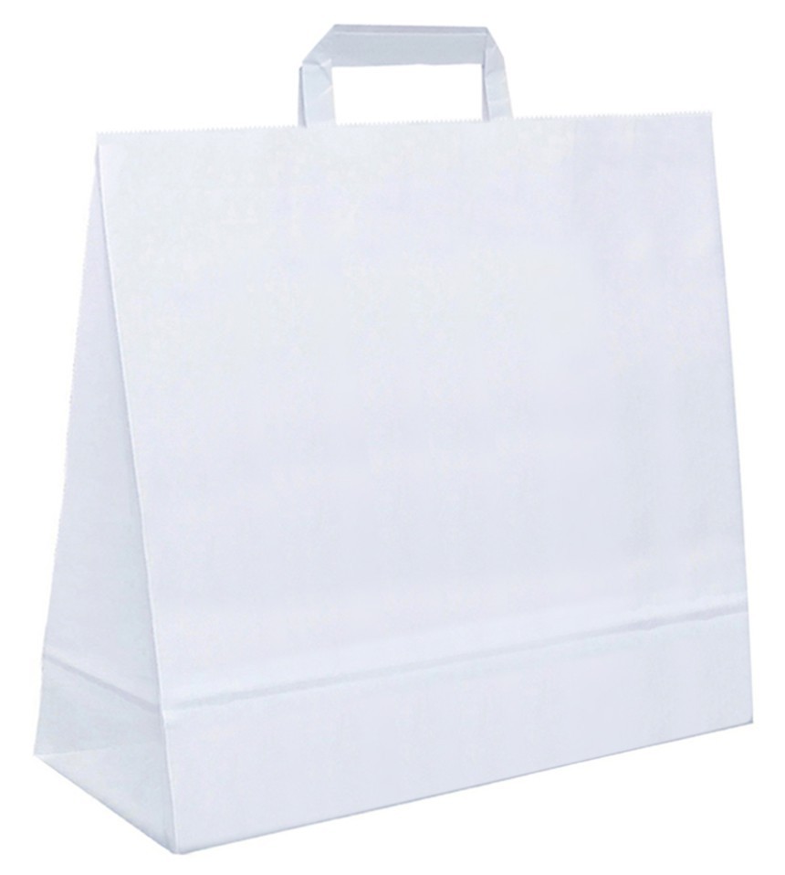 Papiertasche mit Flachhenkel weiß