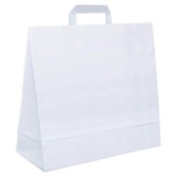 Papiertasche mit Flachhenkel weiß