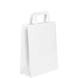 Papiertasche mit Flachhenkel weiß