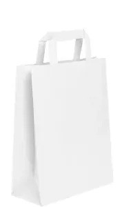 Papiertasche mit Flachhenkel weiß