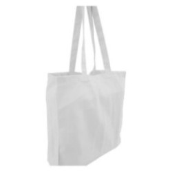 Baumwolltasche mit langen Henkeln und Bodenfalte weiß