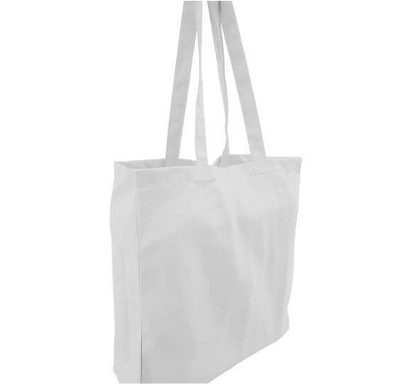 Baumwolltasche mit langen Henkeln und Bodenfalte weiß