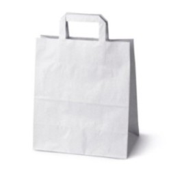 Papiertasche mit Flachhenkel weiß