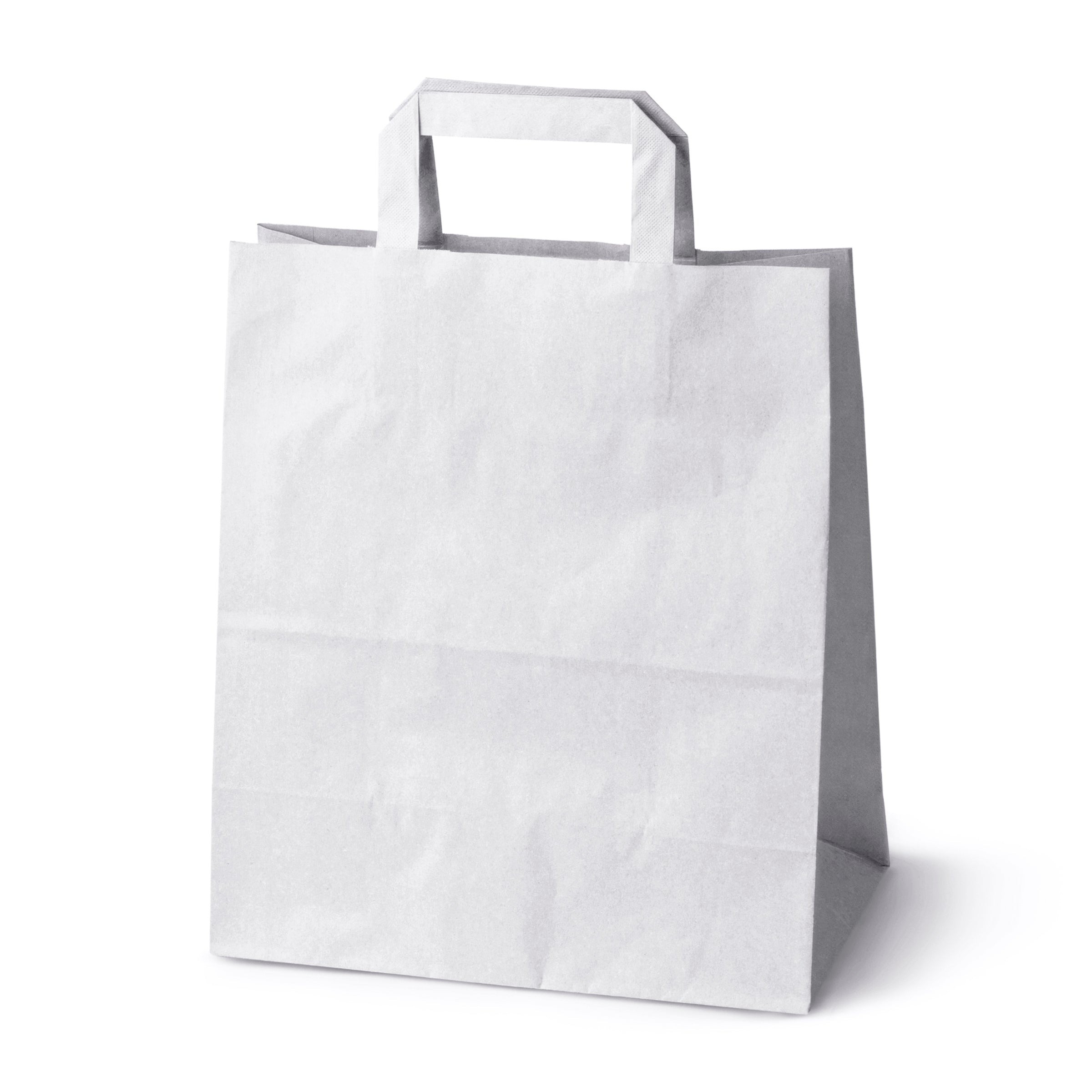 Papiertasche mit Flachhenkel weiß