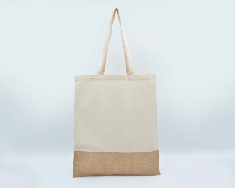 Jute-Baumwoll-Tasche mit kurzen Henkeln natur