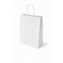 Papiertasche aus geripptem Kraftpapier mit Papierkordel weiß
