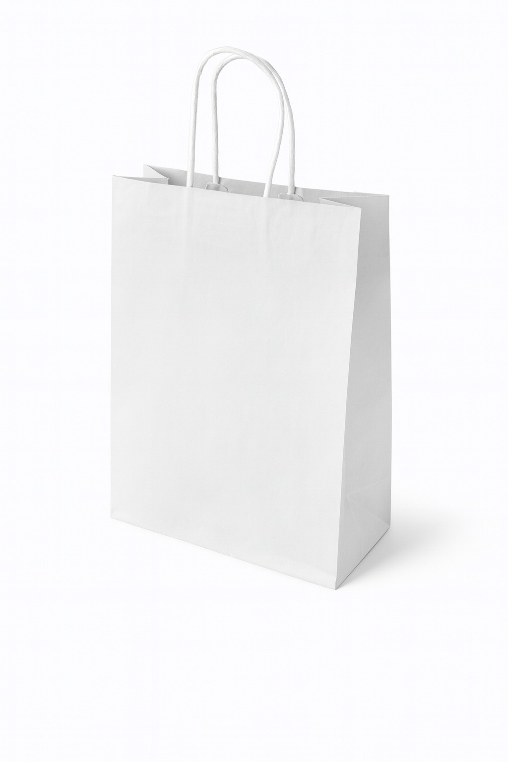 Papiertasche aus geripptem Kraftpapier mit Papierkordel weiß