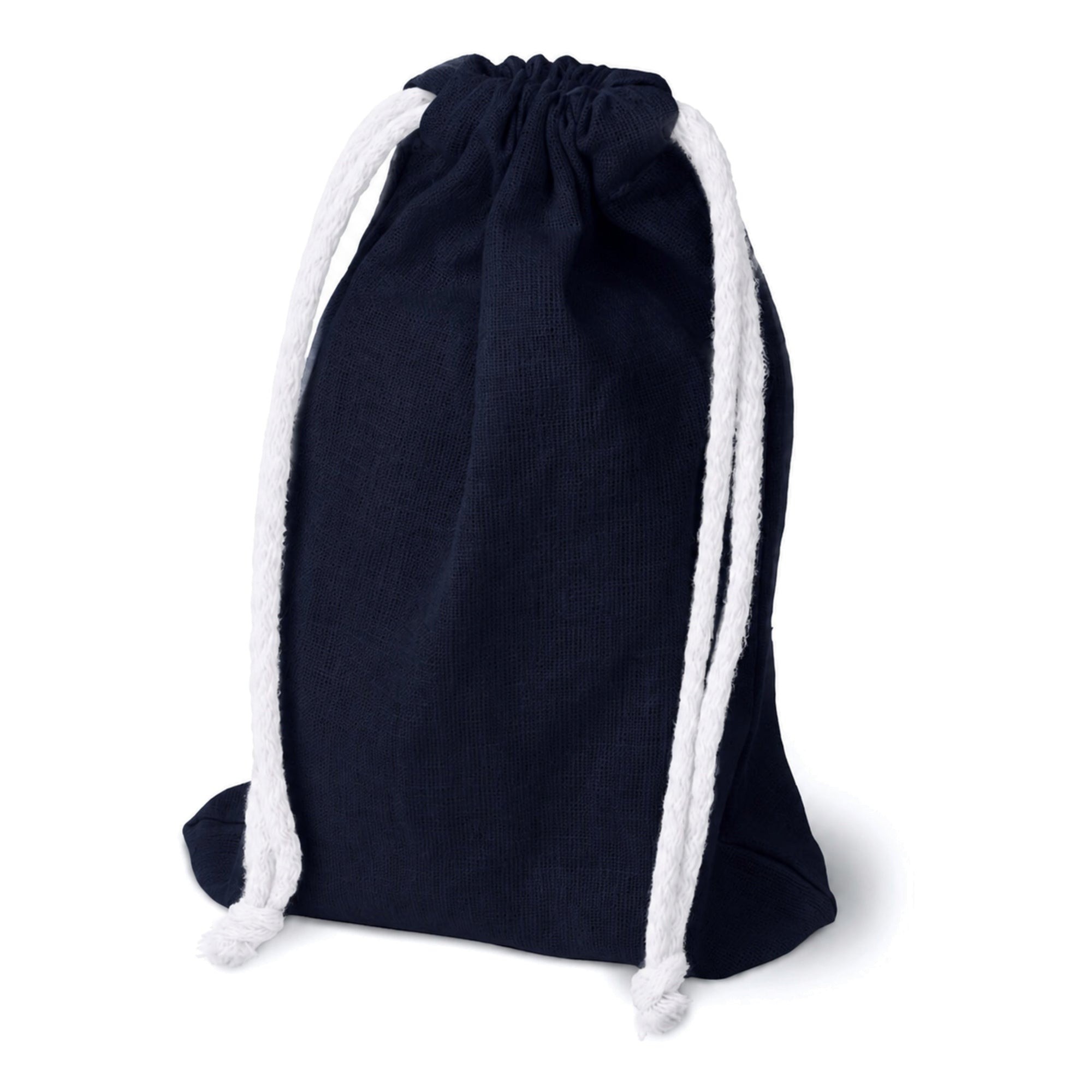 Baumwollbeutel mit Kordelzug marineblau