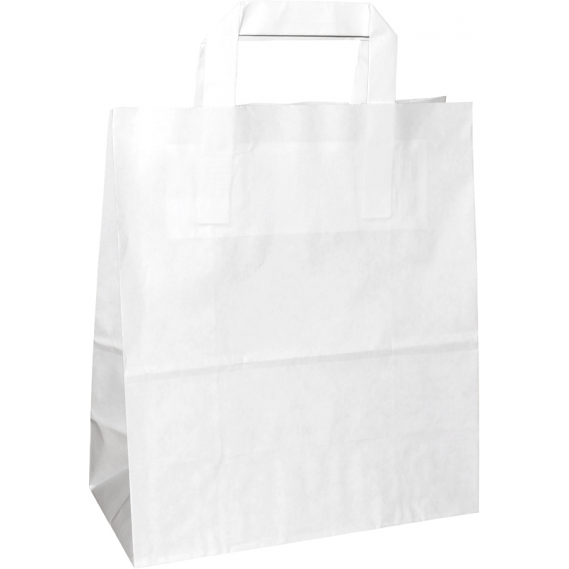 PP202G002 Papiertasche mit gefaltetem Papierhenkel, weiss glatt