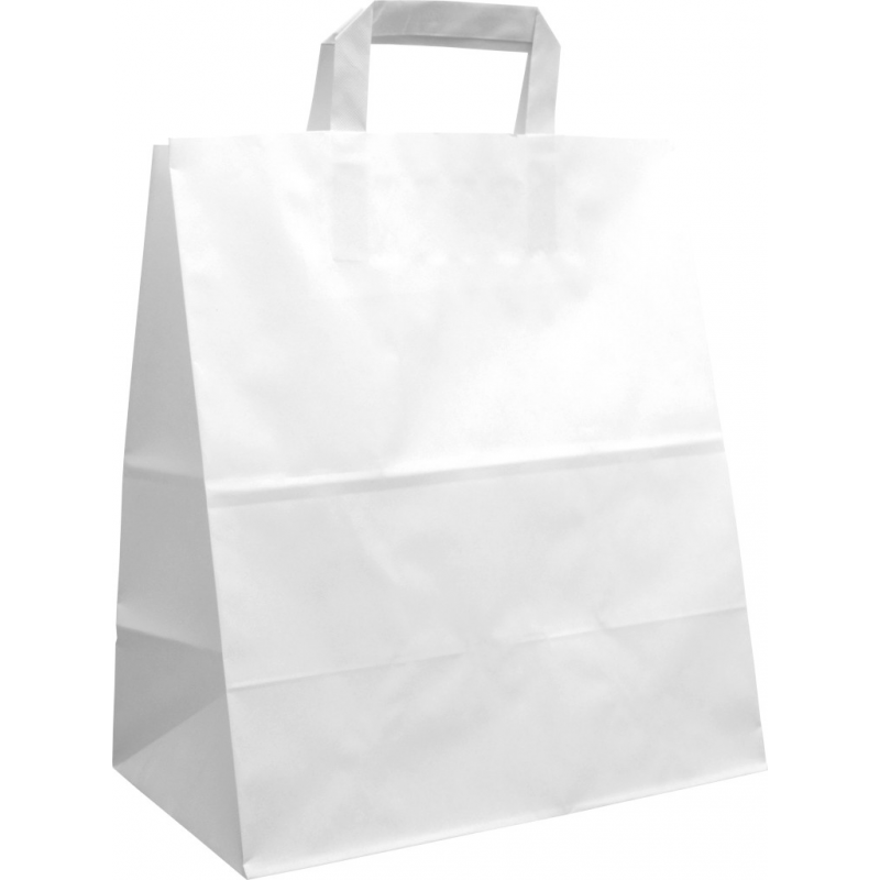 Papiertasche mit Flachhenkel weiß