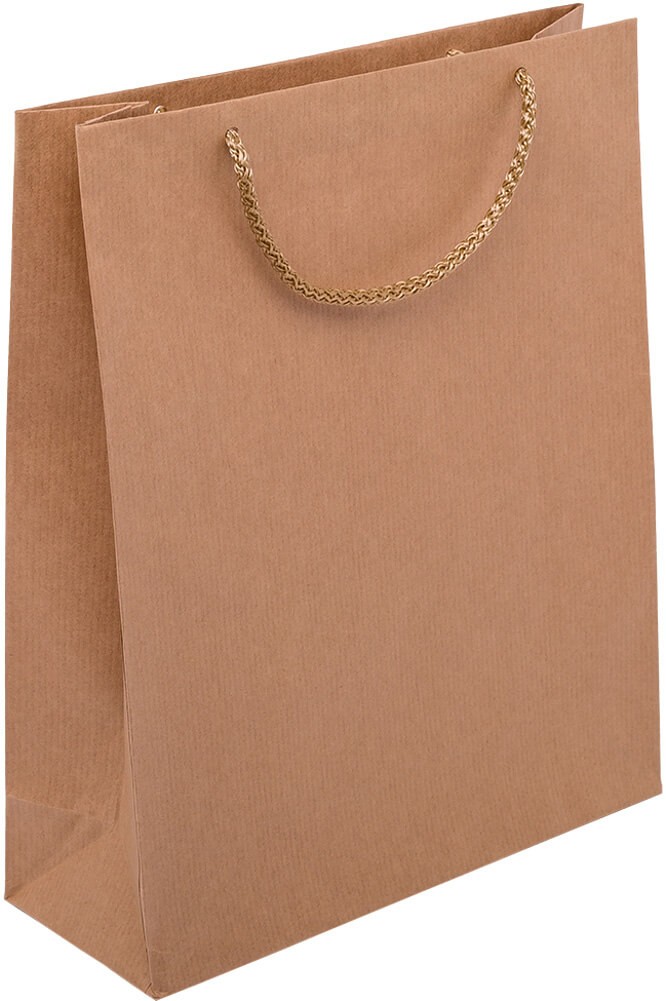 PR103R001 - Papiertasche EKO PRESTIGE mit Textilkordel,  braun gerippt